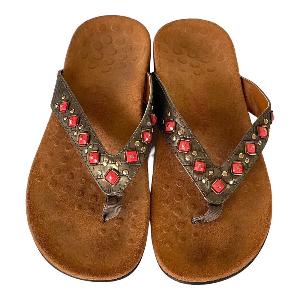 Vionic Coral Pink Beaded Fit flops size 8